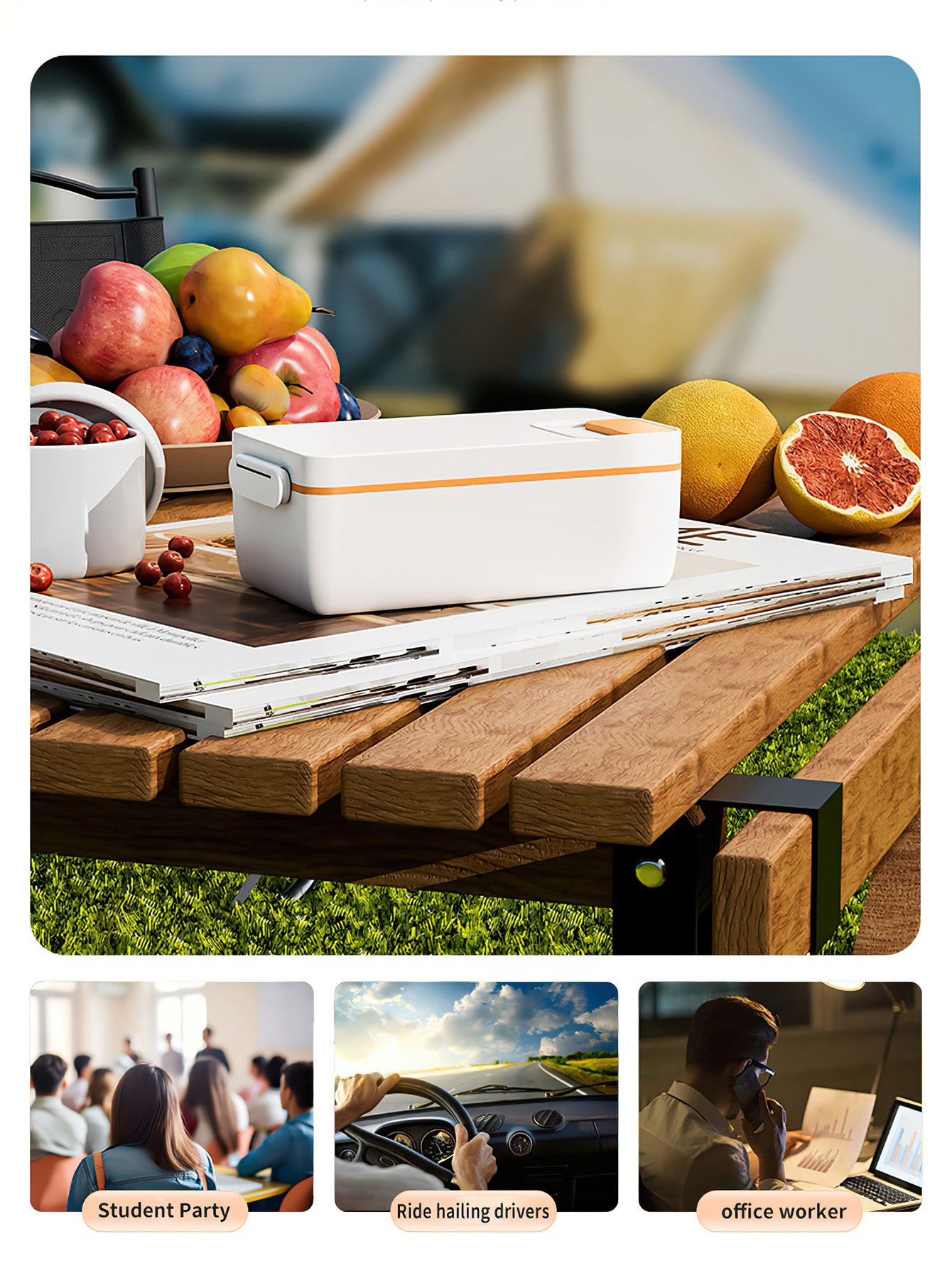 304 Stainless Lunch Box: Portable Food Warmer for Students & Professionals - 3 Colours