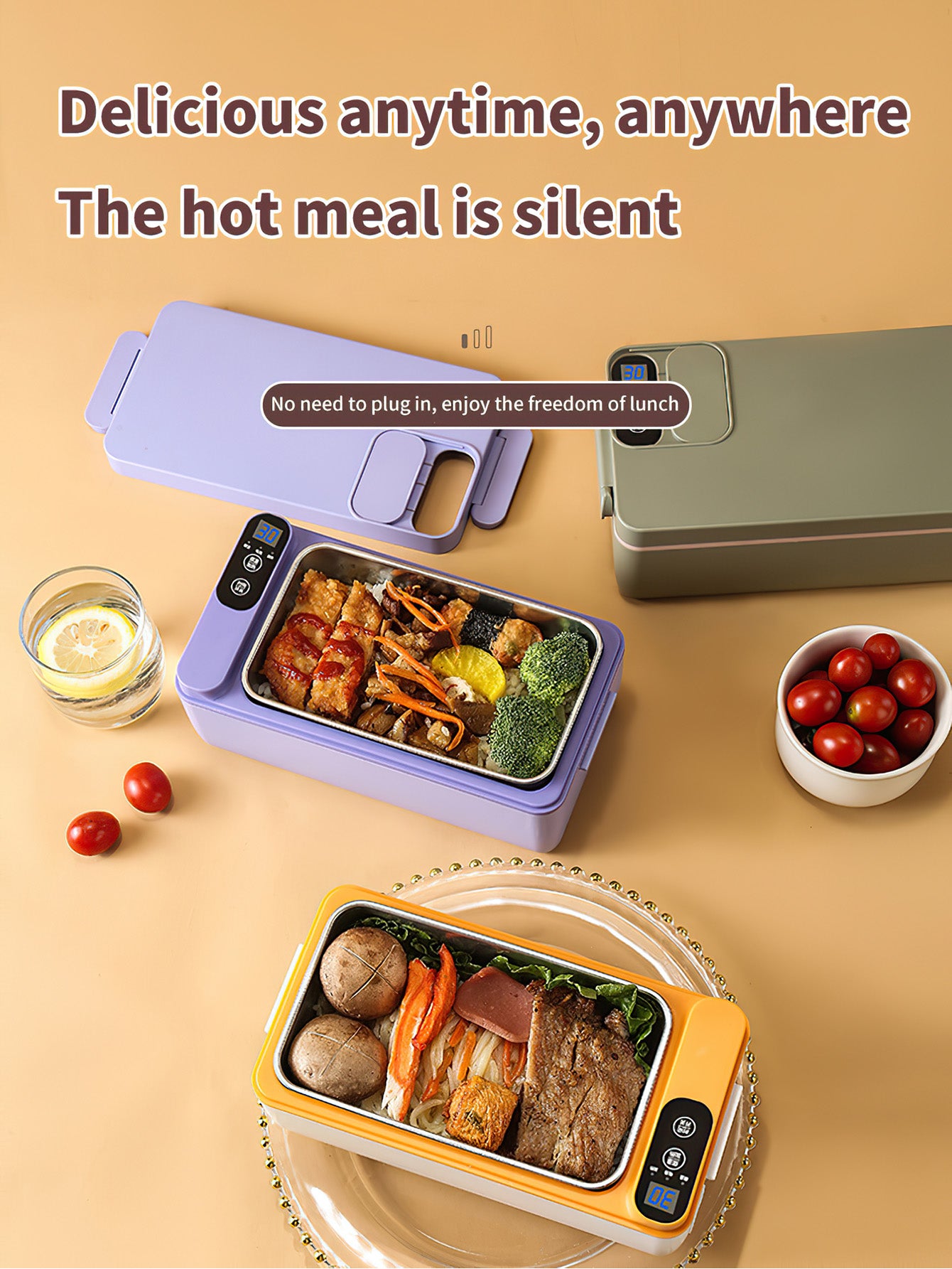 304 Stainless Lunch Box: Portable Food Warmer for Students & Professionals - 3 Colours